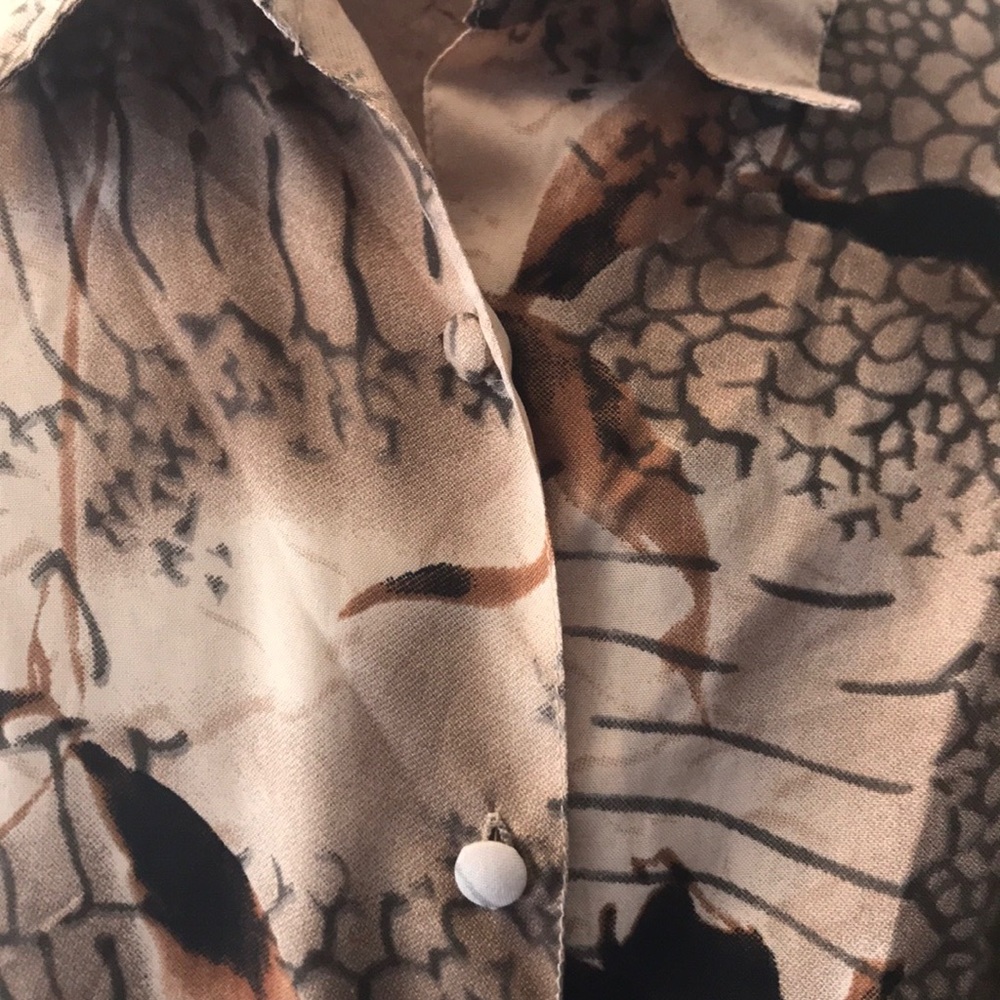 🎁free:Beige with dark brown flower print top.Hood for Halloween top. - Picture 2 of 4